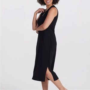Woolx Cassie Black Merino Wool Blend Sleeveless Midi Dress XS